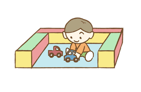 キッズスペースで遊ぶ子供のイラスト